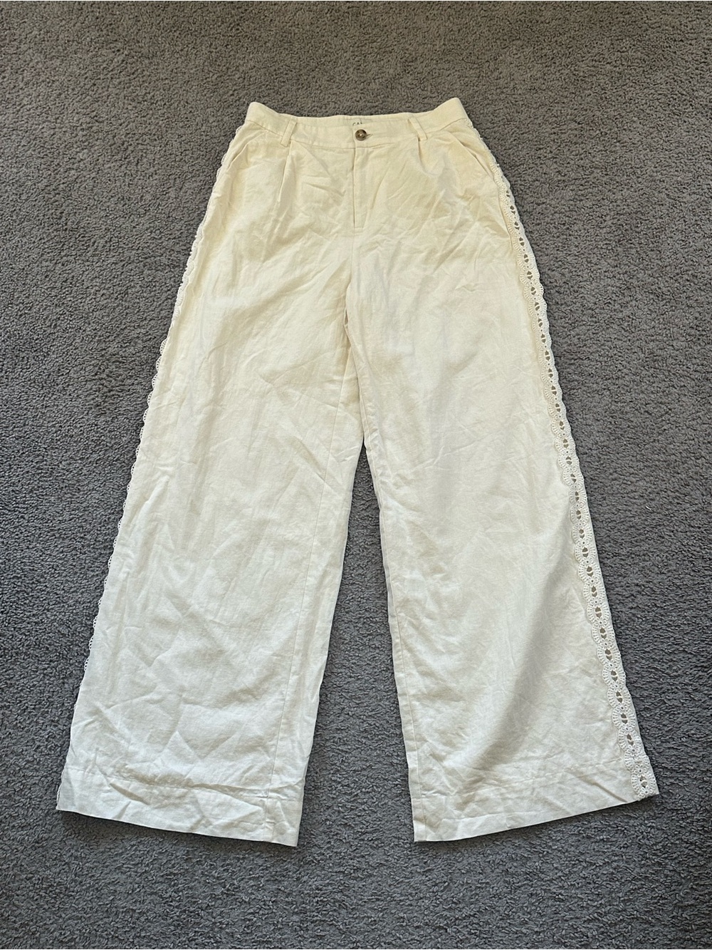 Cami NYC Women’s Wide-Leg linen blend Pants with Side embroidered Trim